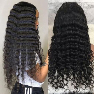 Virgin Remy Hair Wig Vendor, Cheap 360 Lace Closure Wigs, Raw Brazilian Human Hair Deep Wave 360 Transparent Lace Front Wig